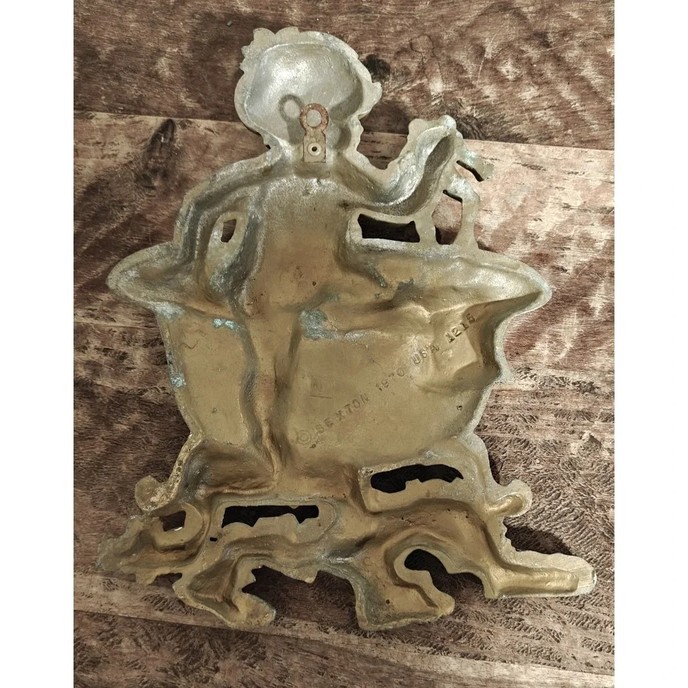 Sexton 1970 Metal Boy Bathroom Wall Hanging Patina 10 1/2